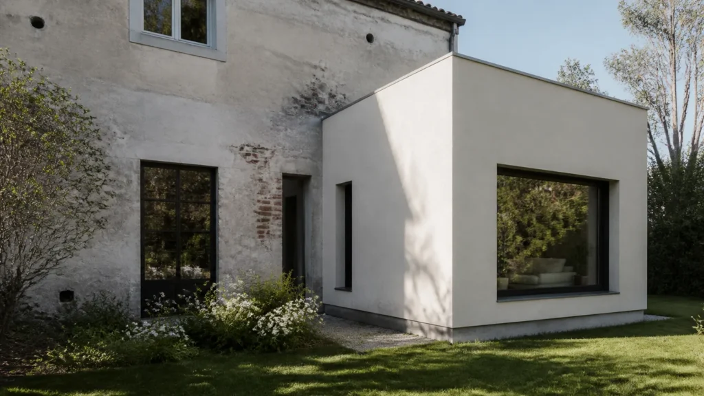 cantiere di ampliamento e sopraelevazione di una casa a Reggio Emilia