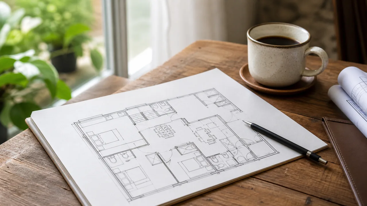 Layout distributivo di un bed and breakfast con camere e spazi comuni