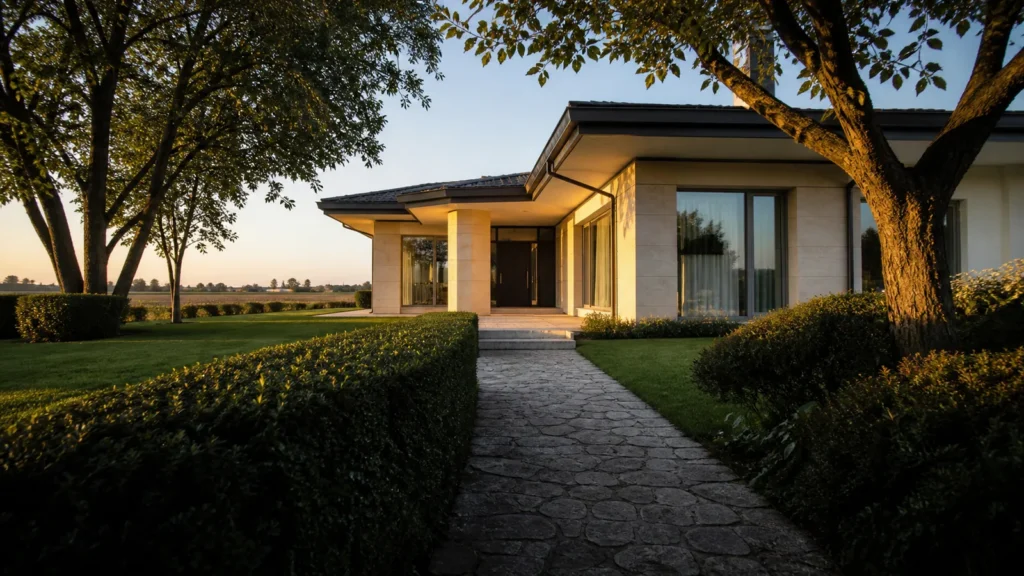 Progetto di una villa moderna a Mantova con giardino e facciata contemporanea
