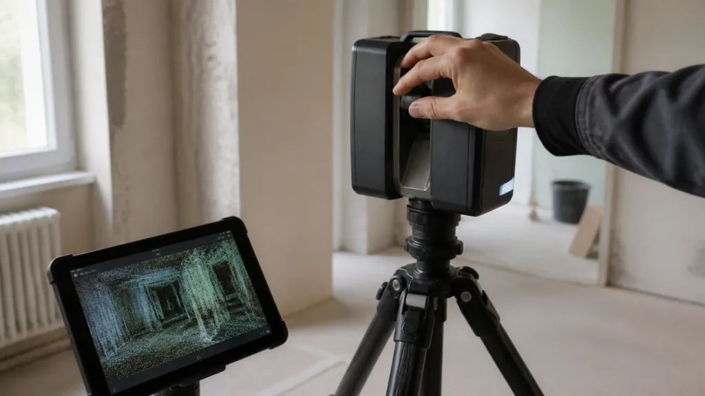Rilievo architettonico con laser scanner e modello BIM in cantiere